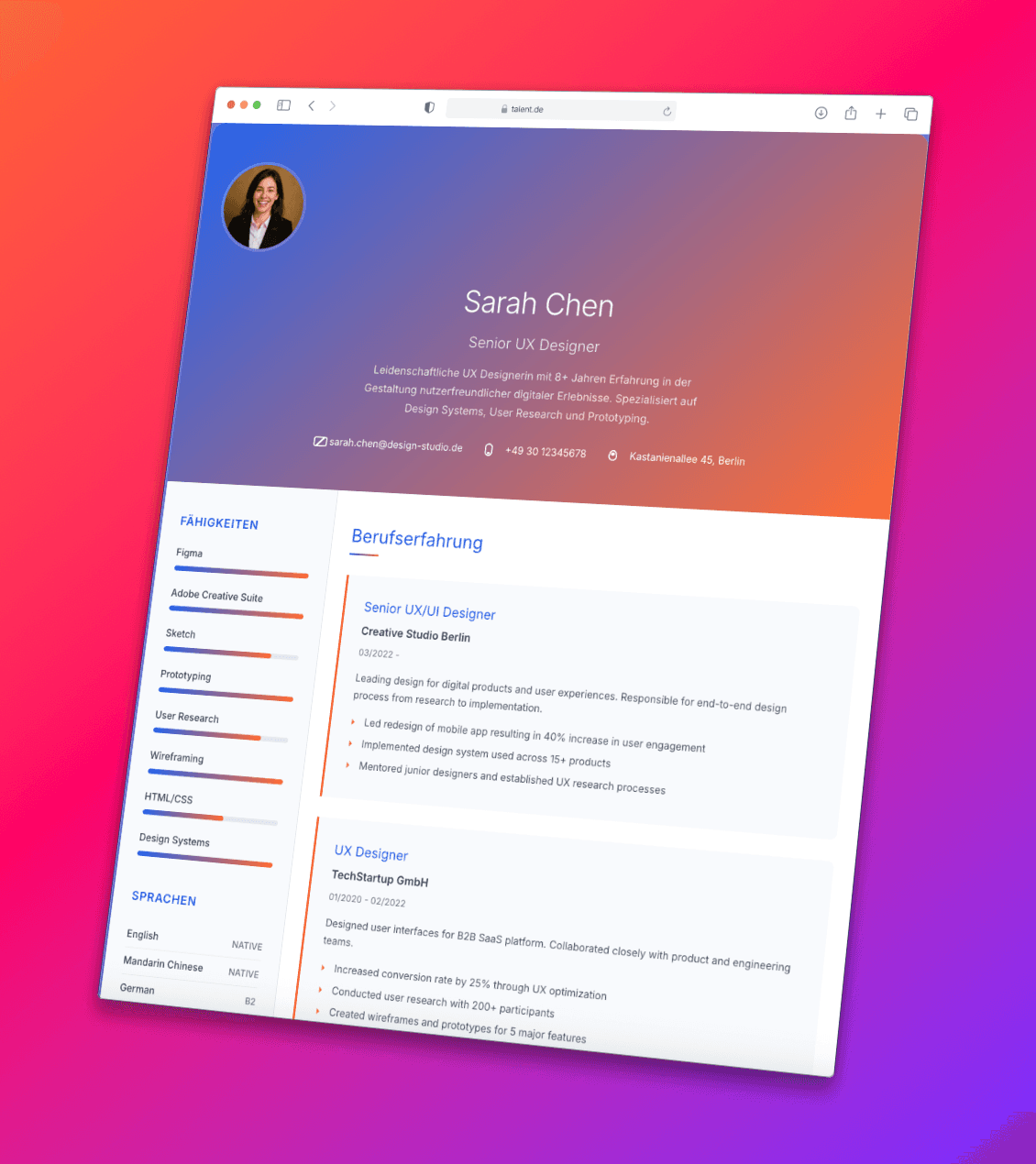 Animierter Online‑Lebenslauf – modernes Sharing deiner Bewerbung